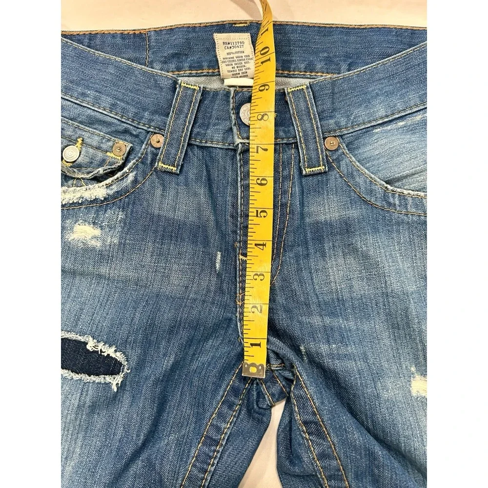 True Religion Billy Patchwork Distressed Jeans Mens 30 x31 Made in USA Blue Med